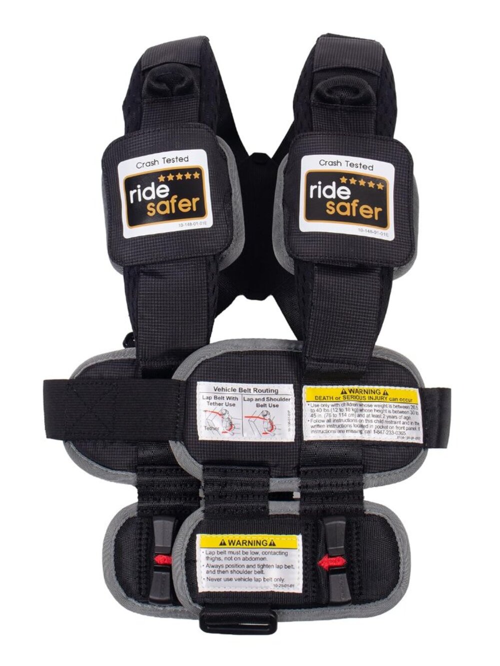 RideSafer Gen 5 Extra Small (XS) Black, Lightweight, Compact, Portable Car Seat
